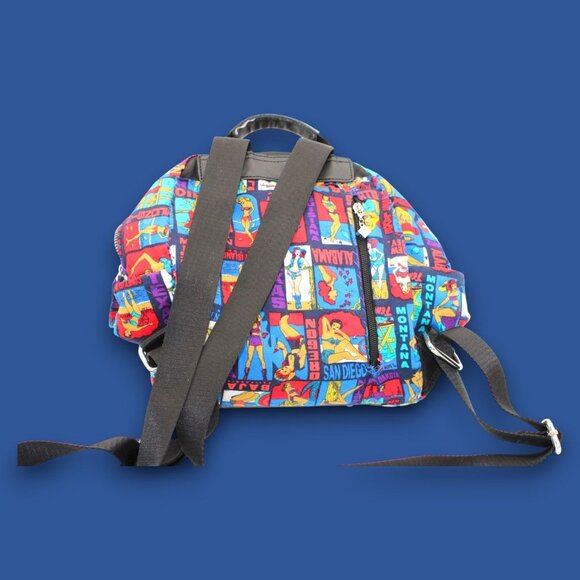 Retro Pin-Up Girl State Print Backpack Travel Bag Vintage Style Calvin Klein - Picture 2 of 5